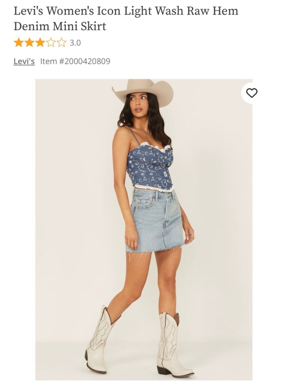 Levi's Light Wash Raw Hem Denim Mini Skirt - Light Blue